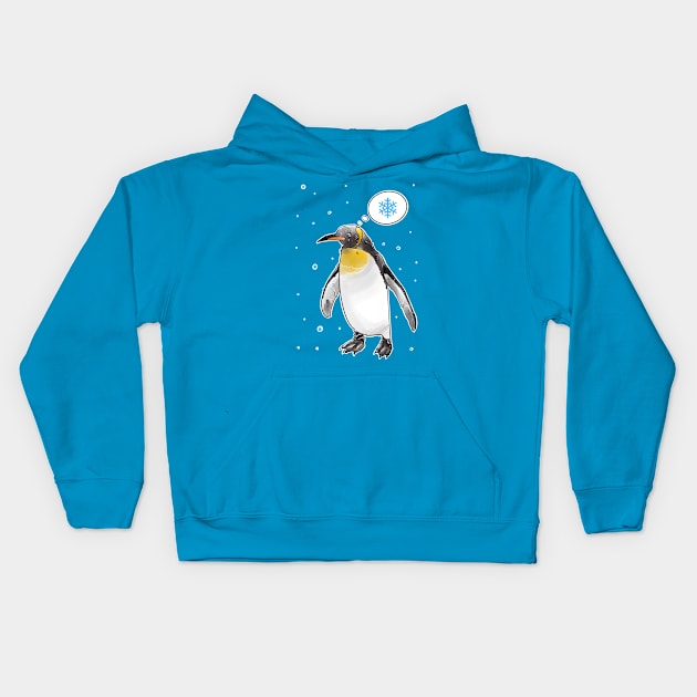 King penguin thinking about snow Kids Hoodie by weilertsen